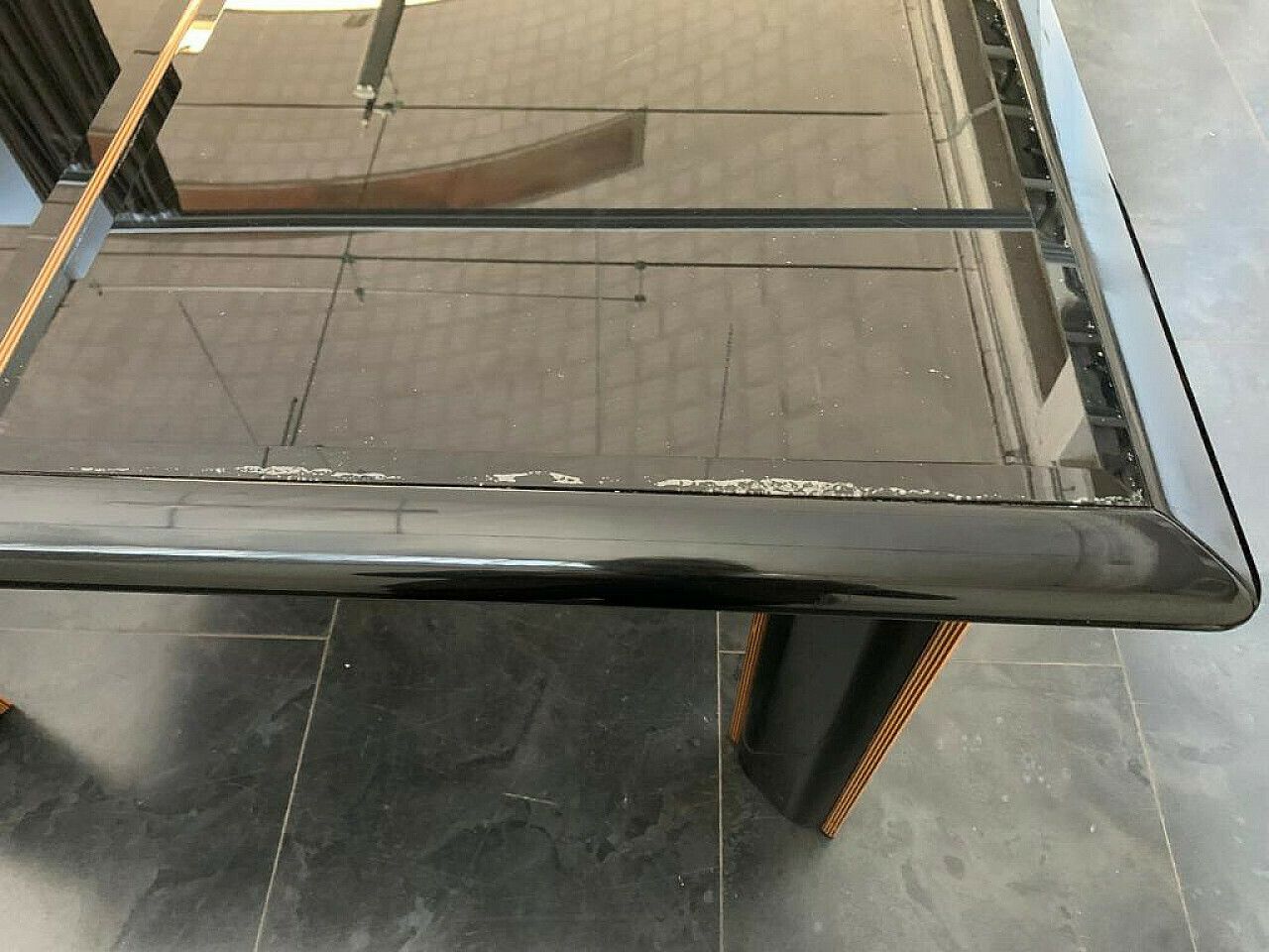 Wood And Glass Table By Pierre Cardin For Roche Bobois, 1970s photo vintage