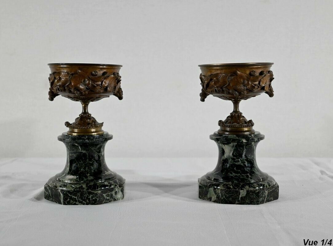 Pair Of Bronze And Marble Cups   Late 19th Century photo 1247.33