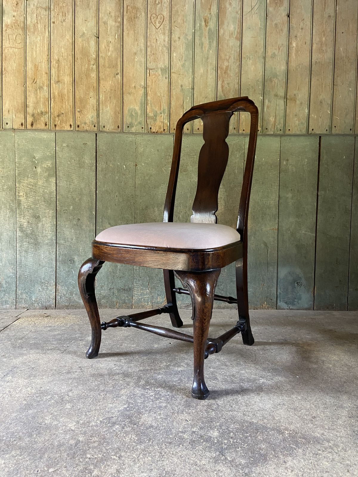 Provincial Oak Queen Anne Chair