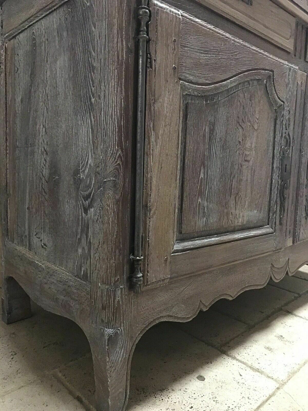2895.0 Large Antique French Limed Oak Dresser Buffet Cabinet Armoire Larder Cupboard photo