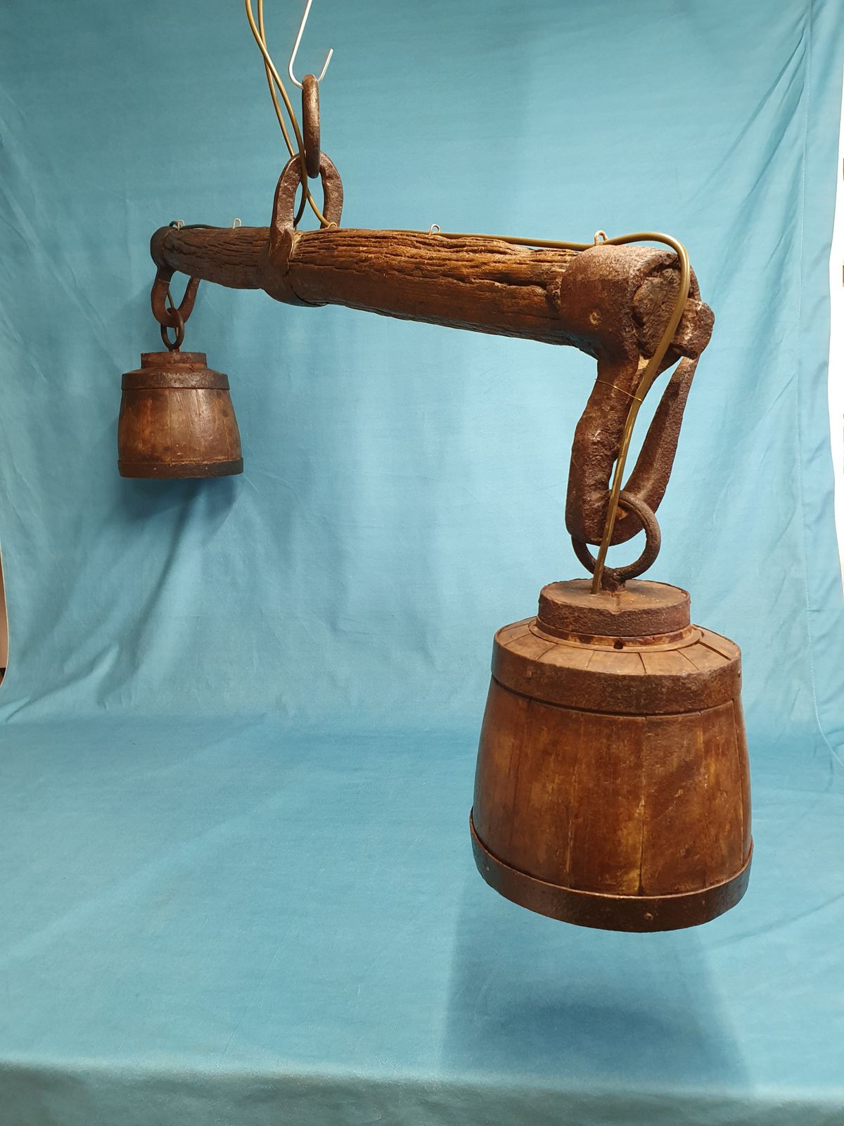 Unusual Wooden Lights In The Style Of Yolks photo for sale