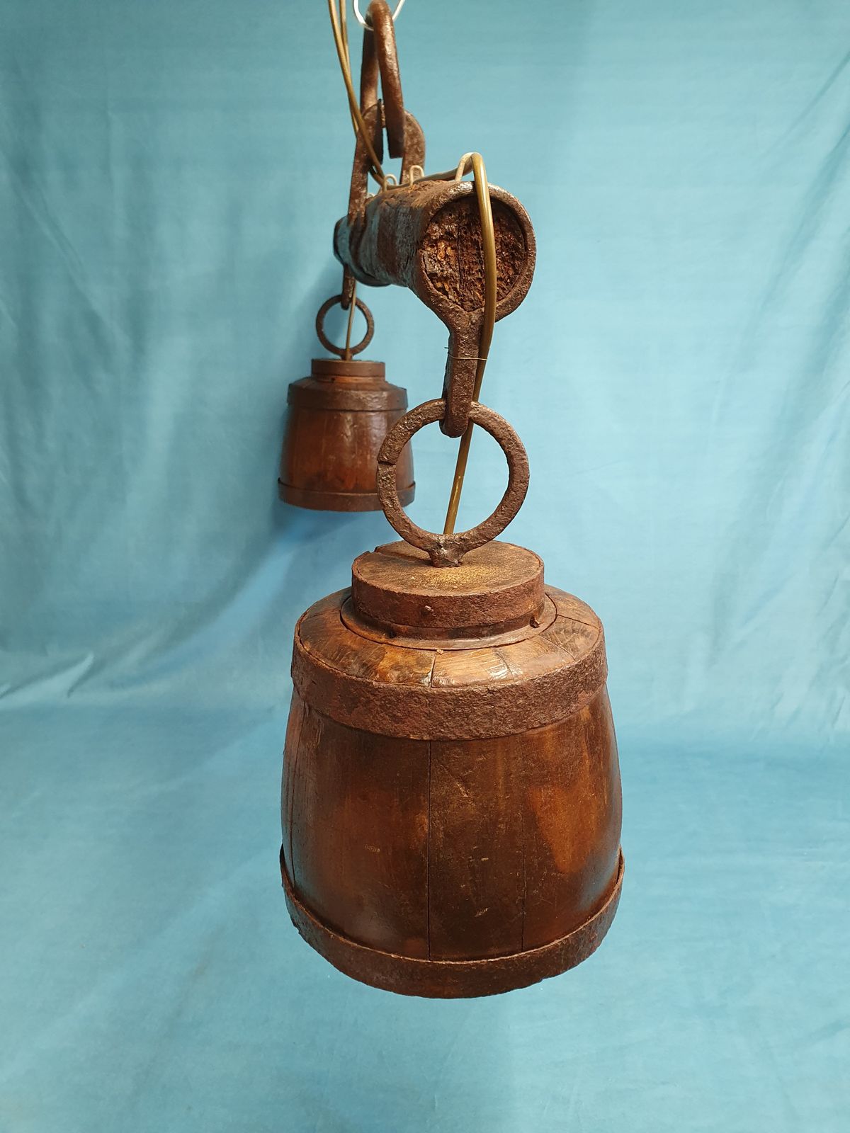 Unusual Wooden Lights In The Style Of Yolks photo vintage