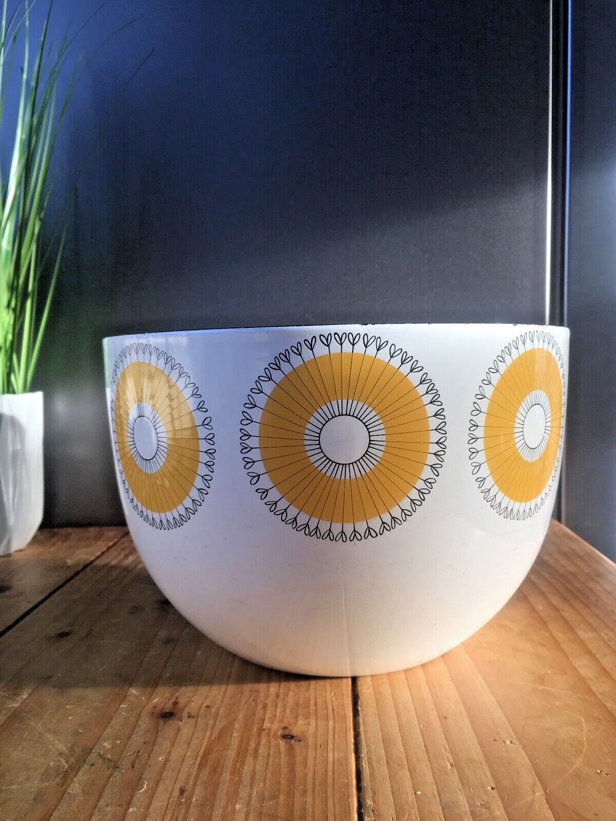 Mid Century 60's Enamel Finel Arabia Finland Sunflower Salad Bowl By Kaj Franck photo Home Decor