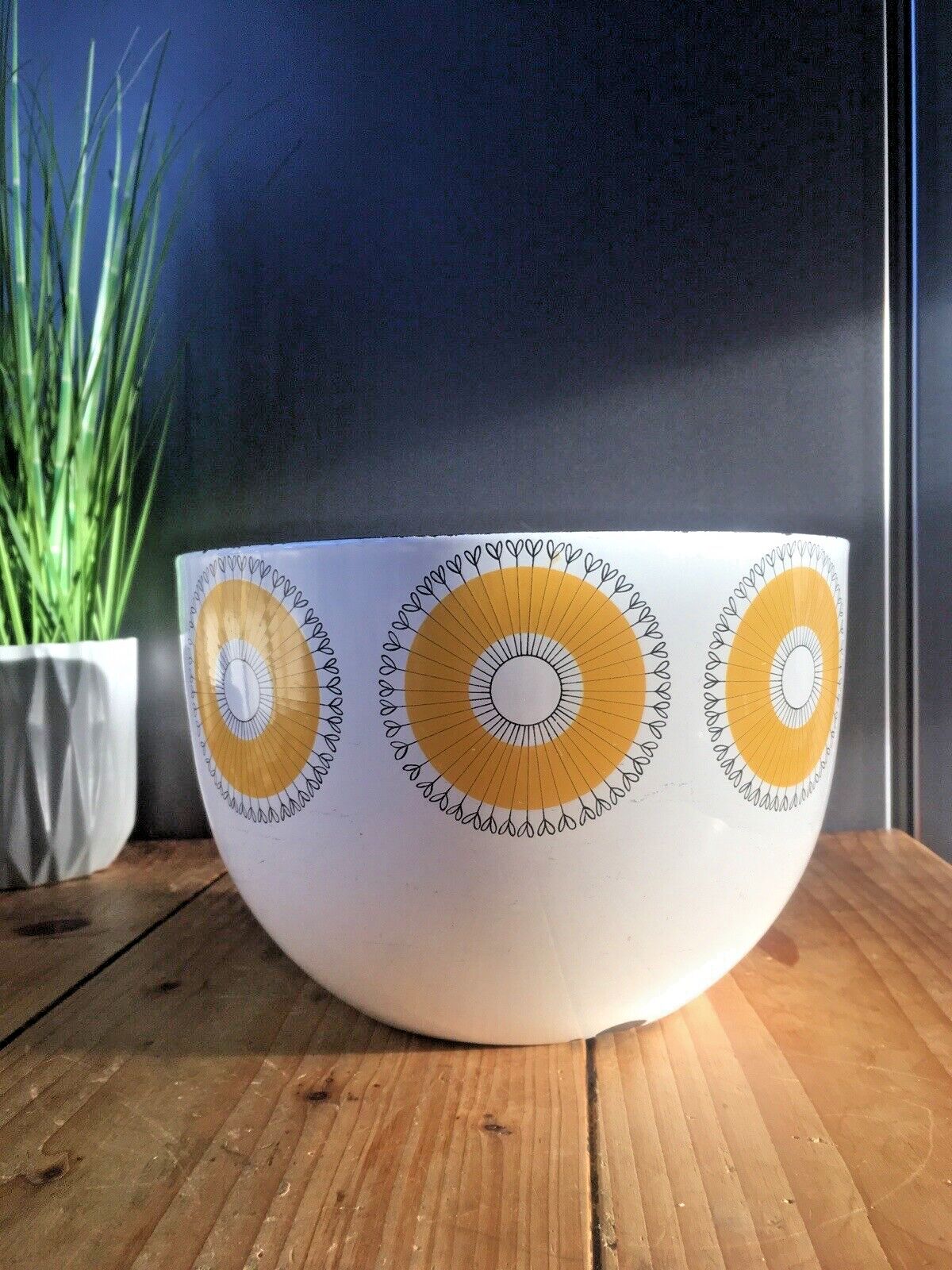 Mid Century 60's Enamel Finel Arabia Finland Sunflower Salad Bowl By Kaj Franck photo 110.0