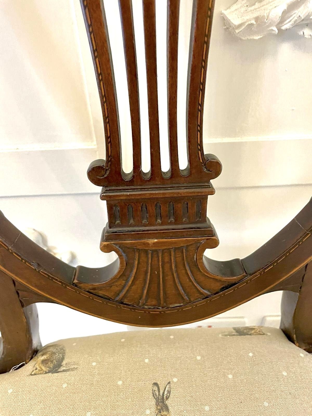 photo for sale Pair Of Antique 19th Century Quality Mahogany Inlaid Side Chairs