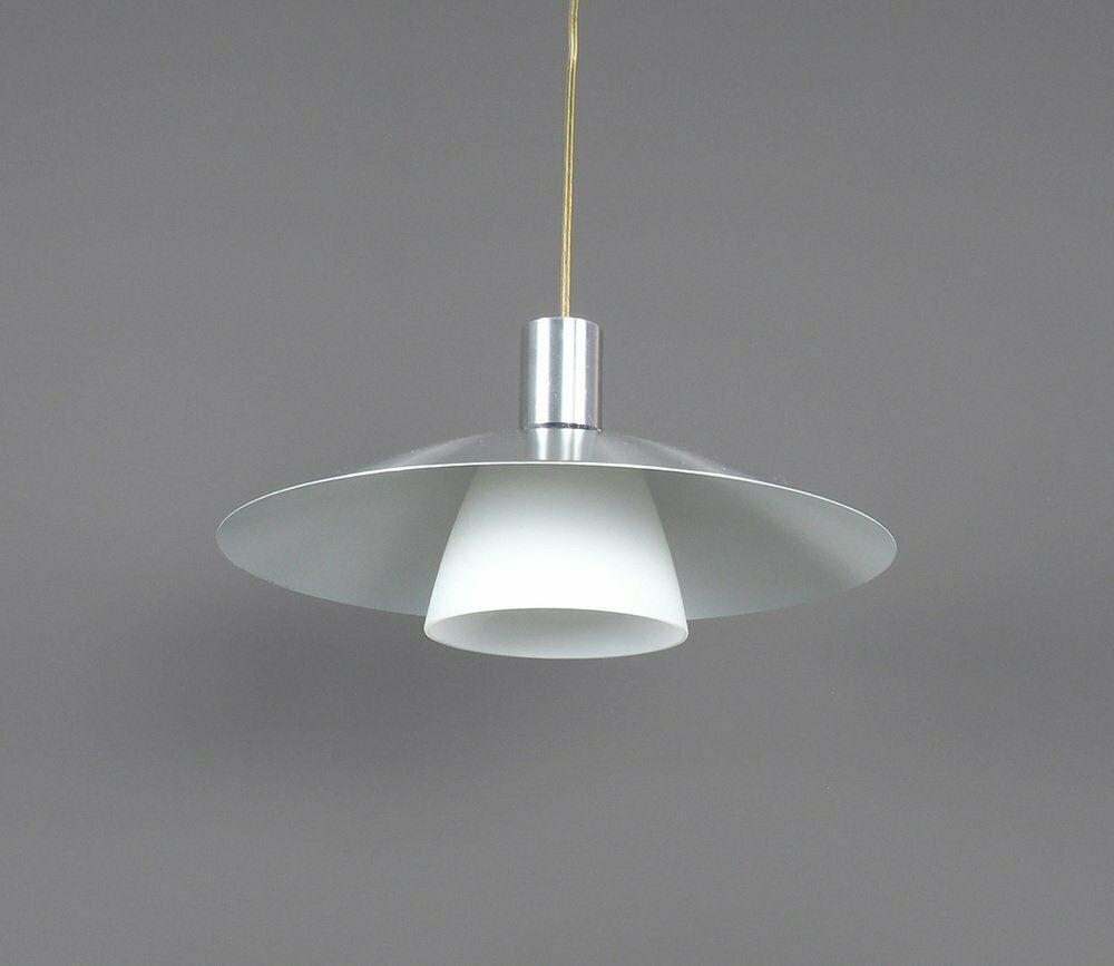 Danish Hanging Lamp In Metal With Milk Glass, 1980s photo for sale