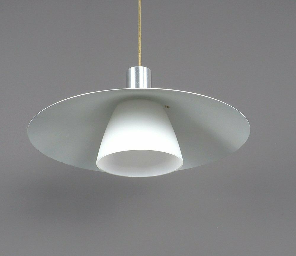 Danish Hanging Lamp In Metal With Milk Glass, 1980s photo Lighting