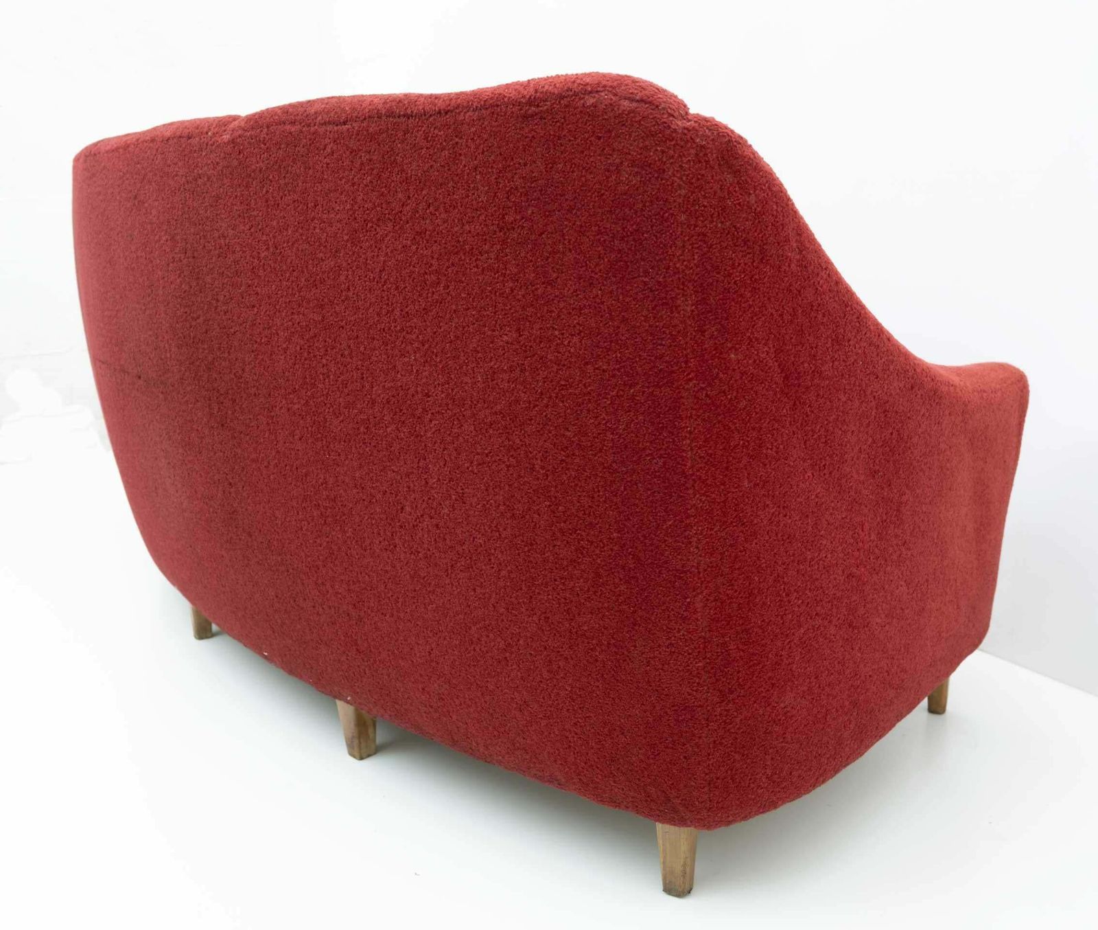 photo furniture Mid Century Modern Italian Velvet Four Seater Curved Sofa, 1950s