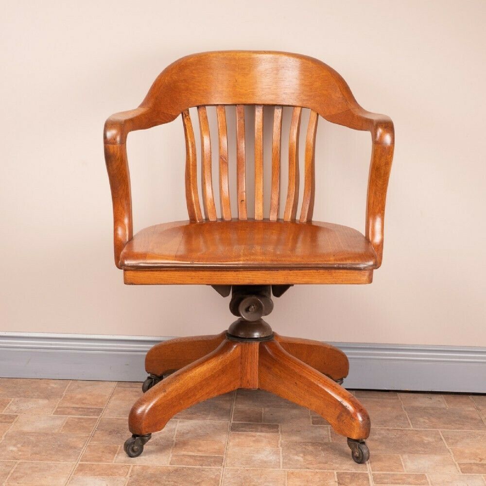 Oak Revolving Office Desk Chair photo for sale