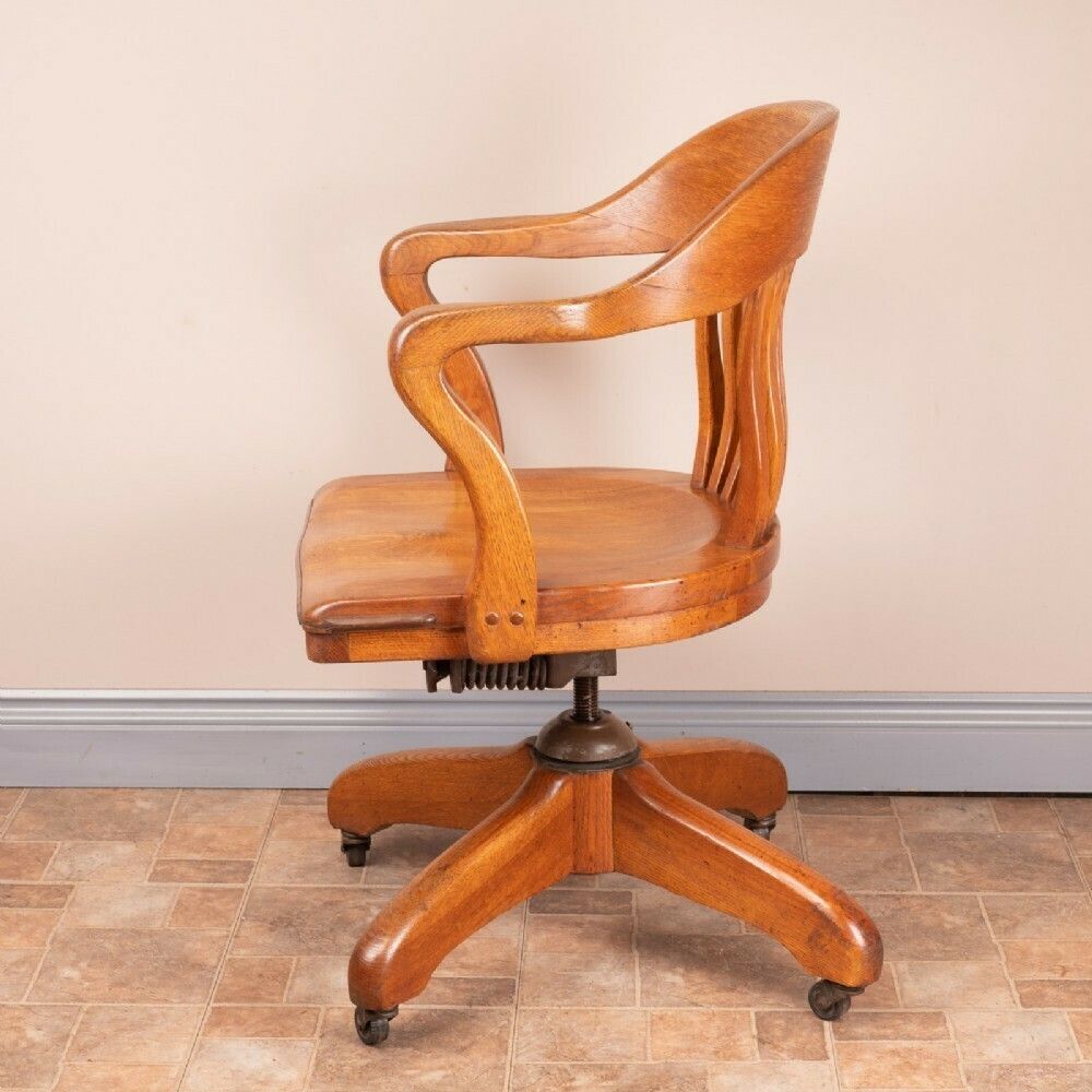 Furniture Oak Revolving Office Desk Chair photo