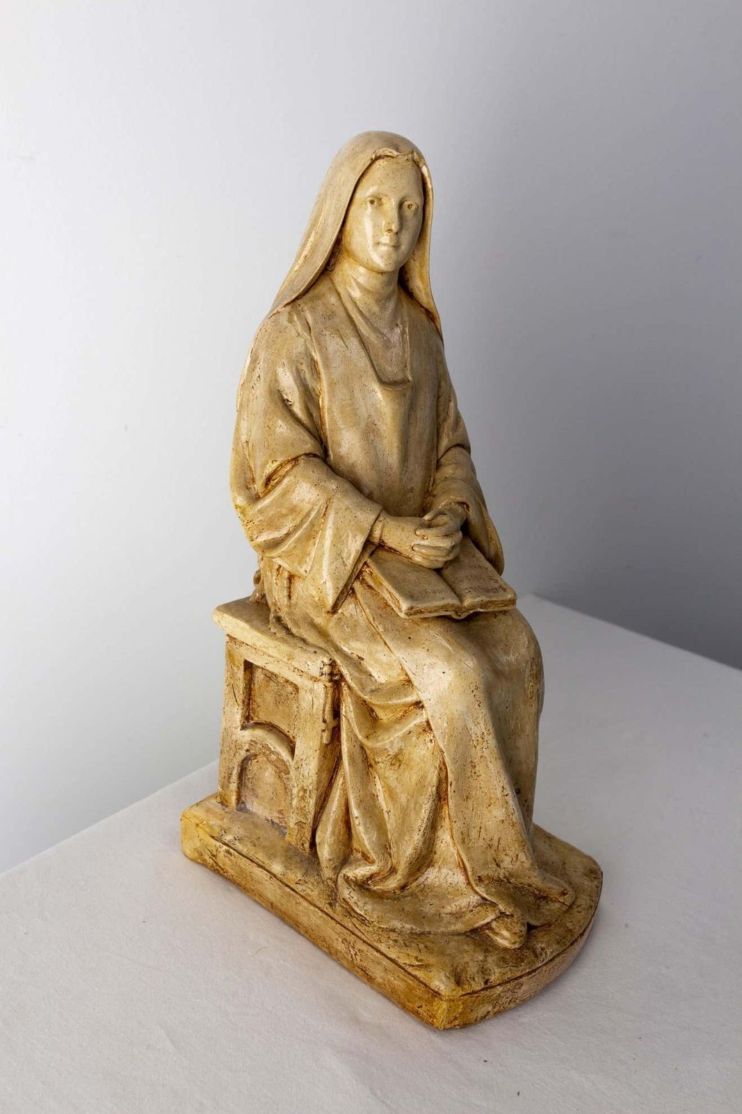Nun Reading Gospels Patinated Plaster Statue French, Late 19th Century photo for sale
