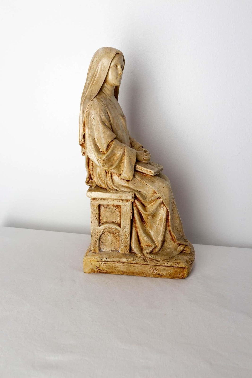 Nun Reading Gospels Patinated Plaster Statue French, Late 19th Century photo Art