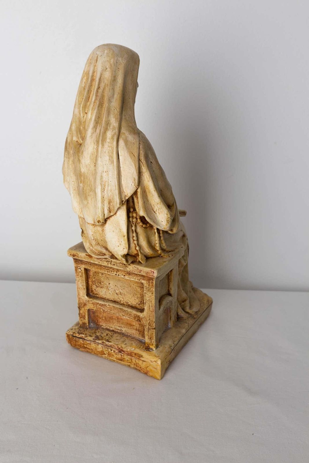 Nun Reading Gospels Patinated Plaster Statue French, Late 19th Century photo vinterior