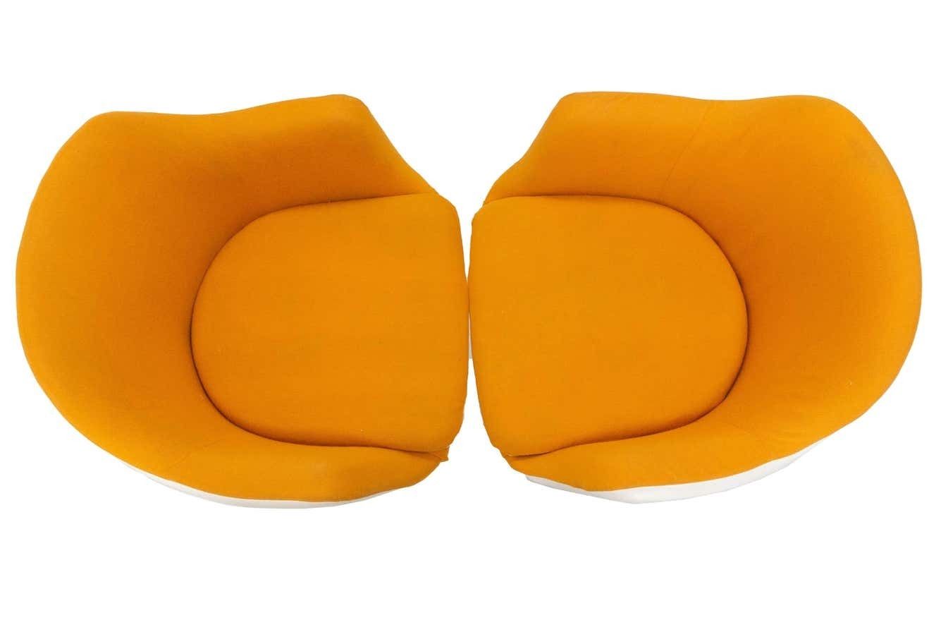 Two Mid Century French Armchairs Metal Tulip Foot With Stool To Recover photo 899.0