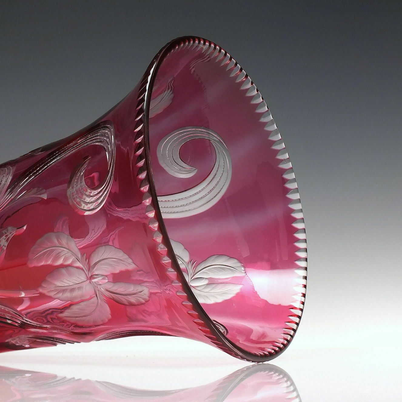 Rare Art Nouveau Cranberry Cut Vase C1910 1935 photo for sale