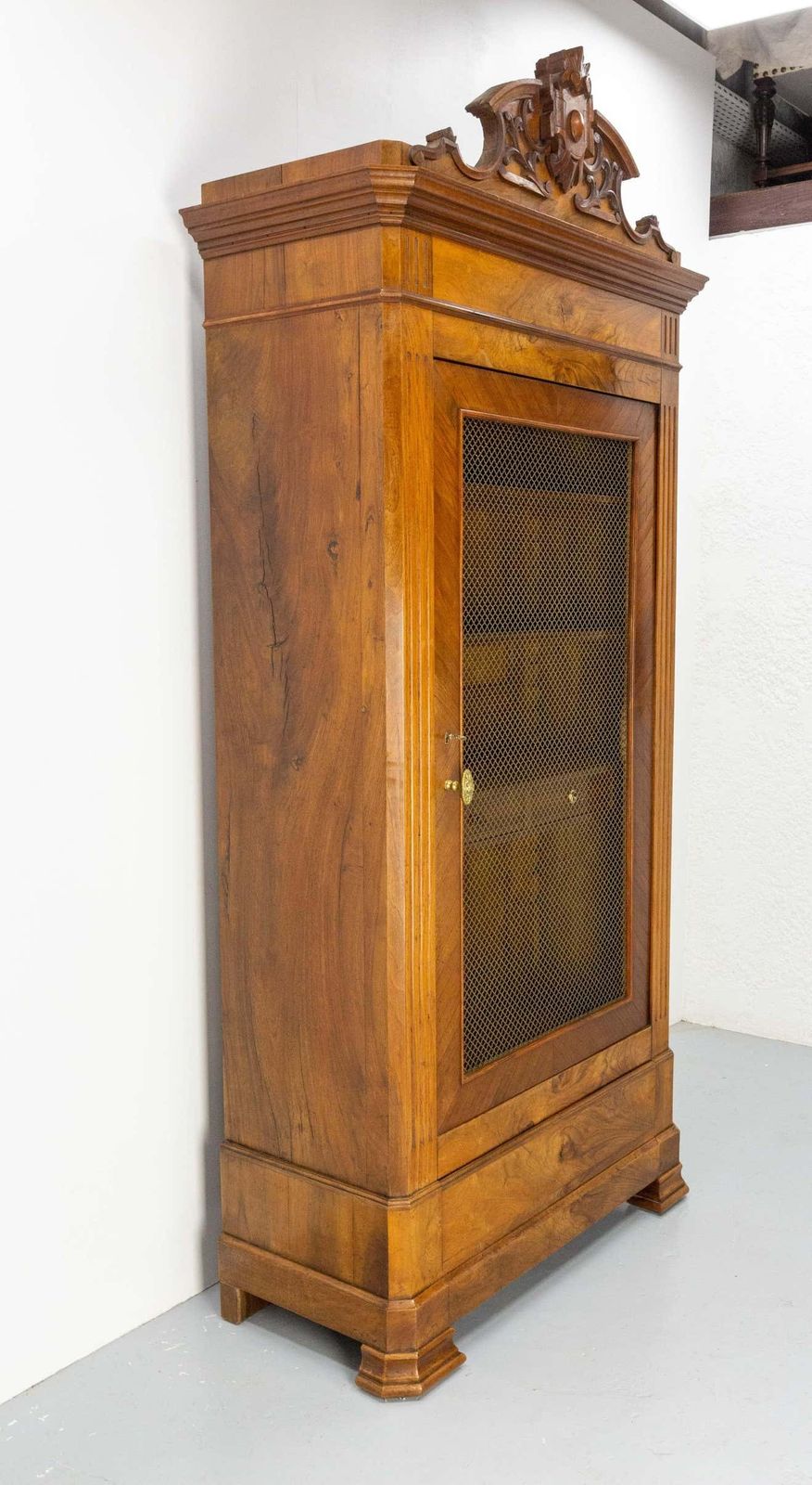 French Louis Philippe Walnut Library Book Armoire With Secret Drawer, Circa 1840 photo for sale