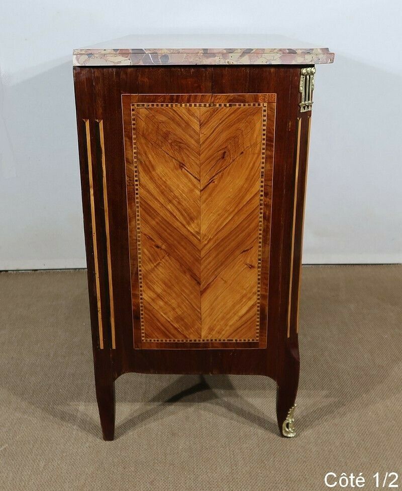 Furniture Small Commode In Precious Wood Marquetry, Stamped Cm. Magnien, Louis XVI Period – 18th Century photo