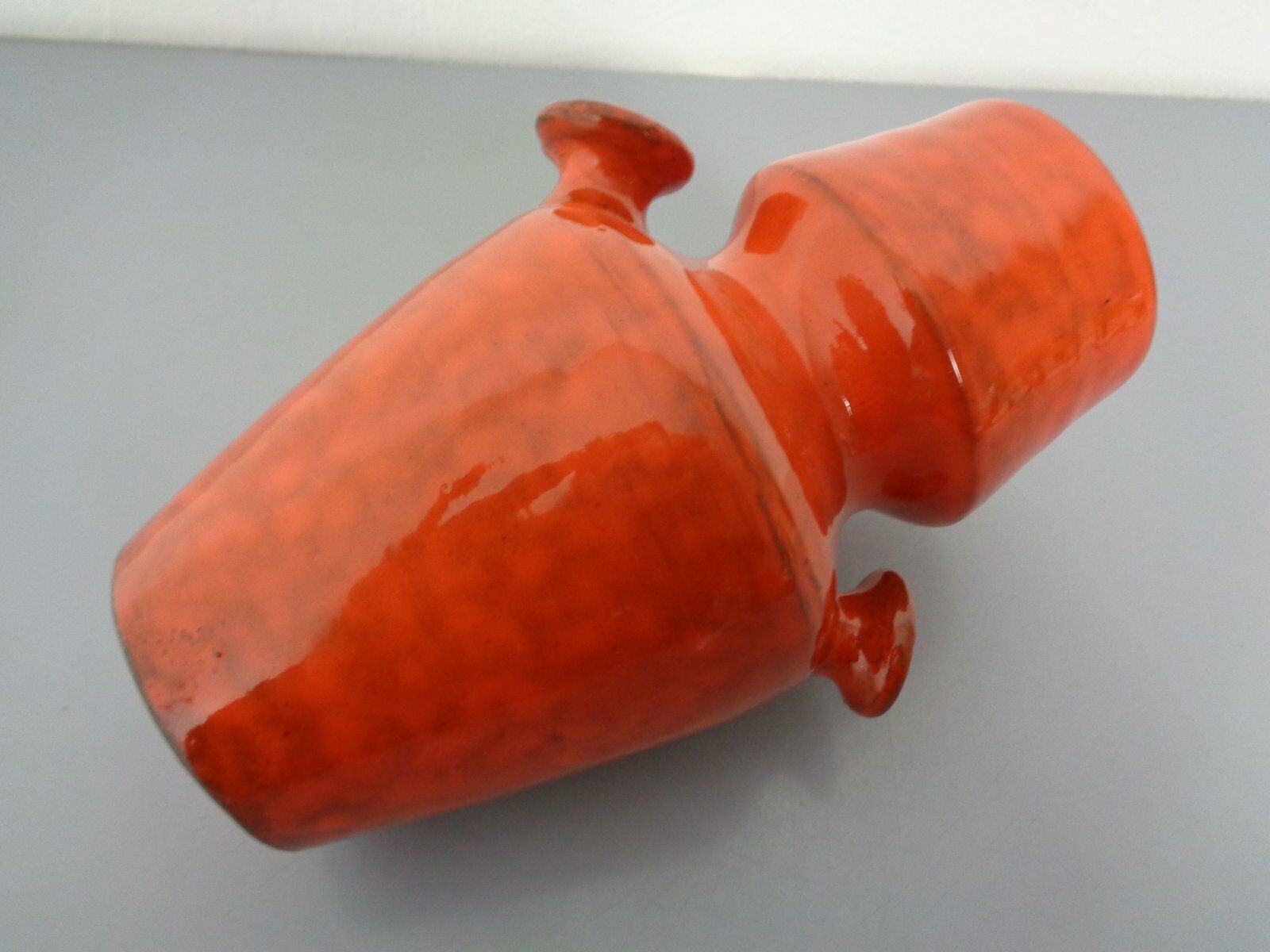 Home Decor Italian Orange Ceramic Studio Vase With Handle, 1970s photo