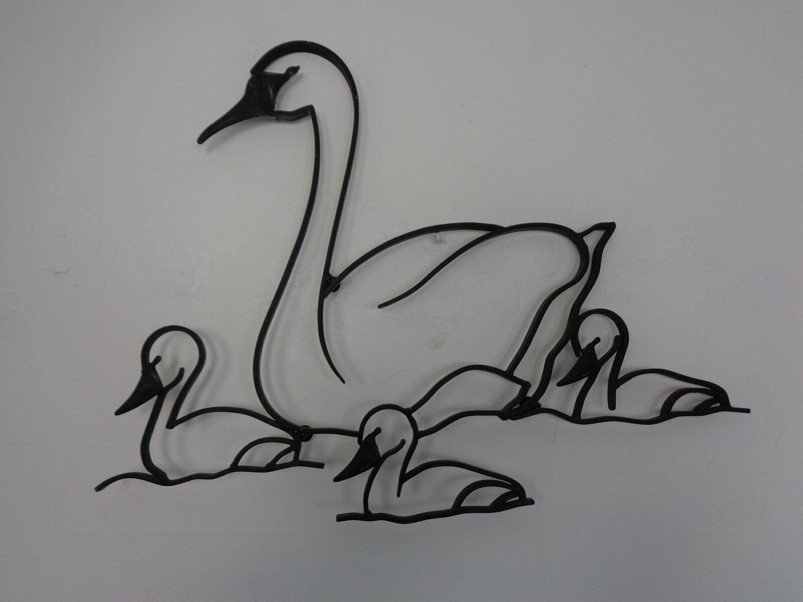 Large Cast Iron Swan Family, Germany, 1960s