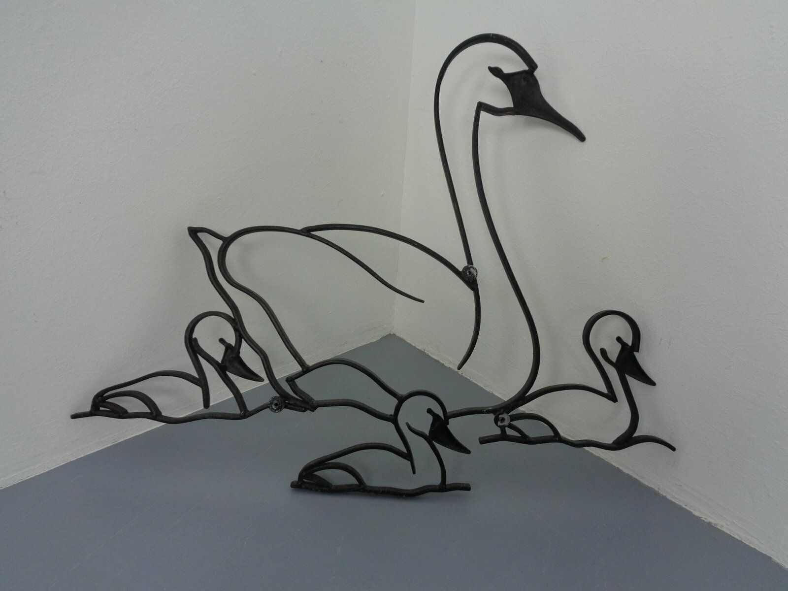 Large Cast Iron Swan Family, Germany, 1960s photo 475.0