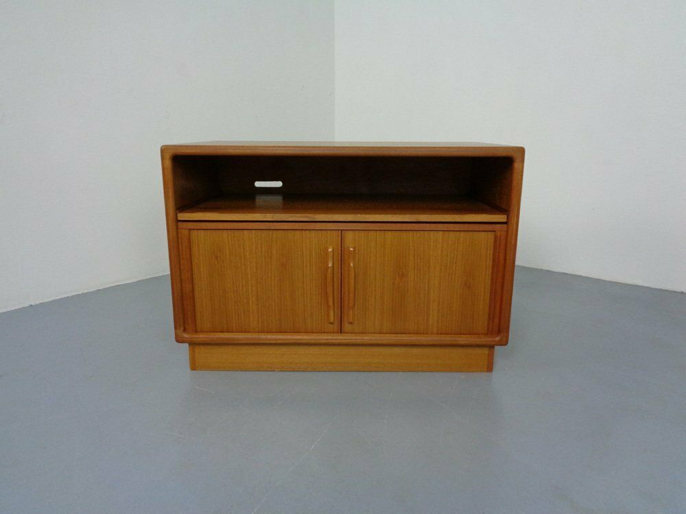 Small Teak Tambour Media Sideboard From Dyrlund, 1970s