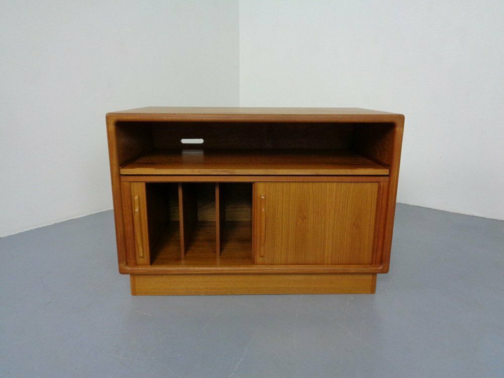 Small Teak Tambour Media Sideboard From Dyrlund, 1970s photo for sale