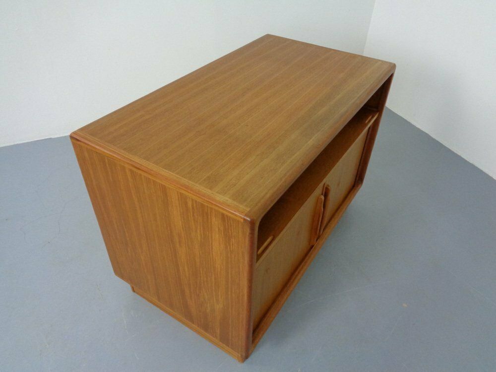 Furniture Small Teak Tambour Media Sideboard From Dyrlund, 1970s photo
