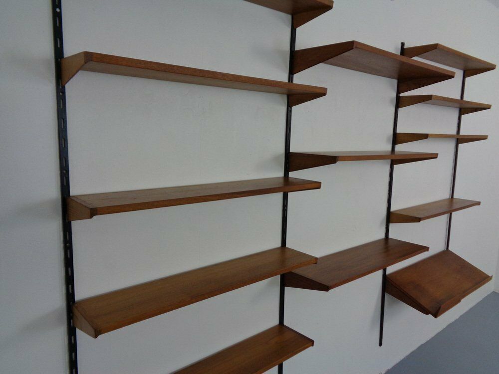 photo vinterior Teak Wall Unit By Kai Kristiansen For Feldballes Furniture Factory, 1960s, Set Of 17
