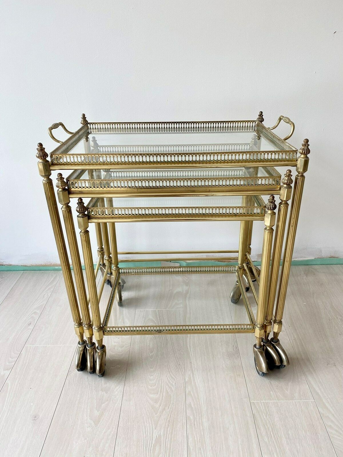 Nest Of French Brass Drinks Trolley Tables photo for sale
