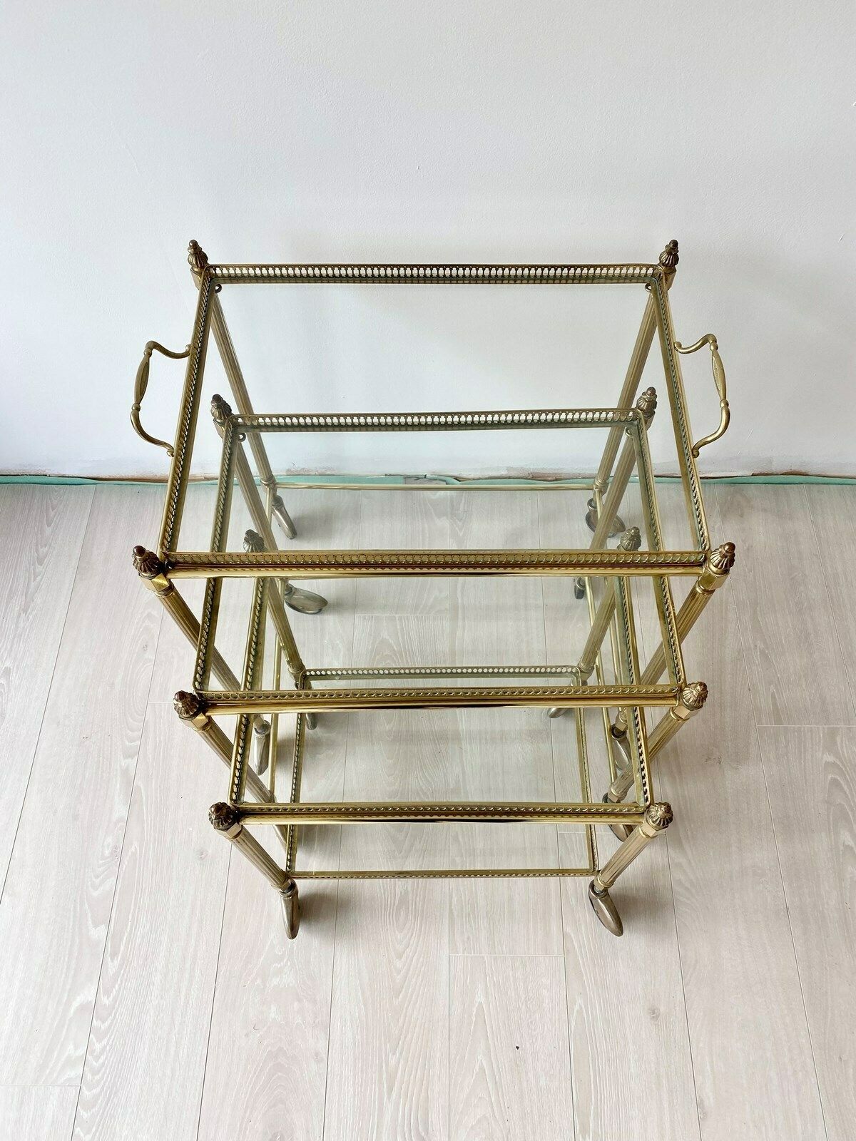 Nest Of French Brass Drinks Trolley Tables photo vintage