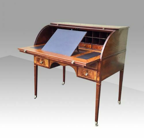 George III Hepplewhite Period Inlaid Mahogany Tambour Estate Writing Desk photo Furniture