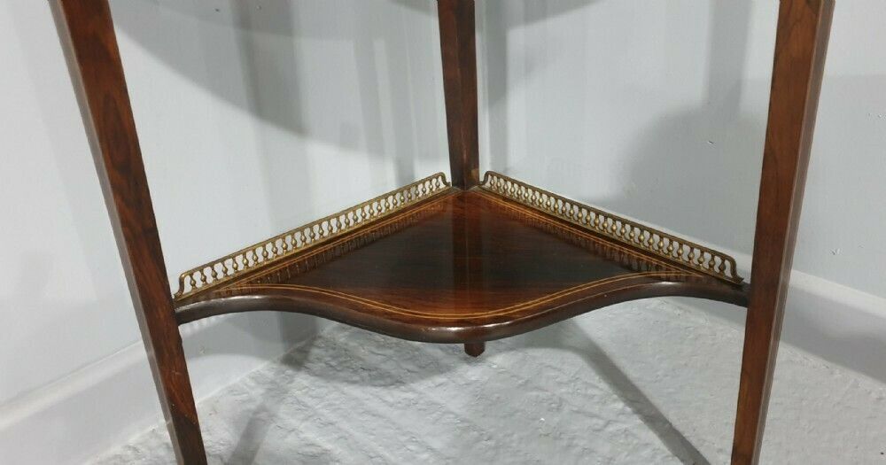 Antique Inlaid Rosewood Corner Cabinet photo vintage