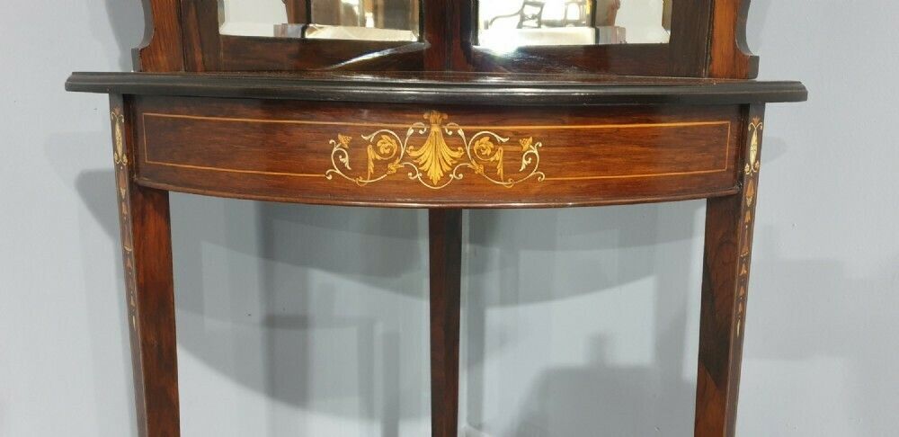 photo for sale Antique Inlaid Rosewood Corner Cabinet