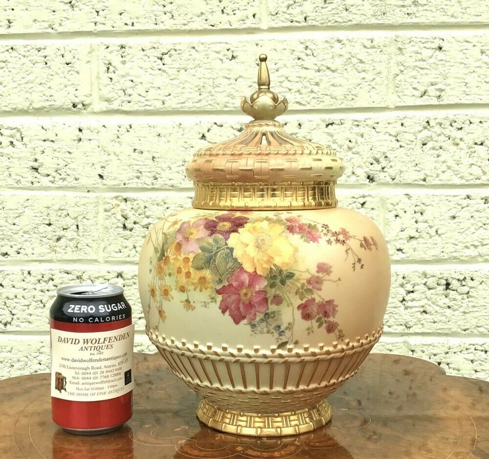 Large Royal Worcester Blush Ivory Pot Pourri Vase photo furniture