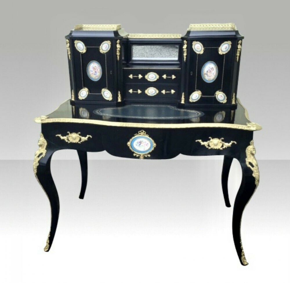 Antique Ebonised Ormolu Mounted Bon Heur Du Jour Desk photo for sale