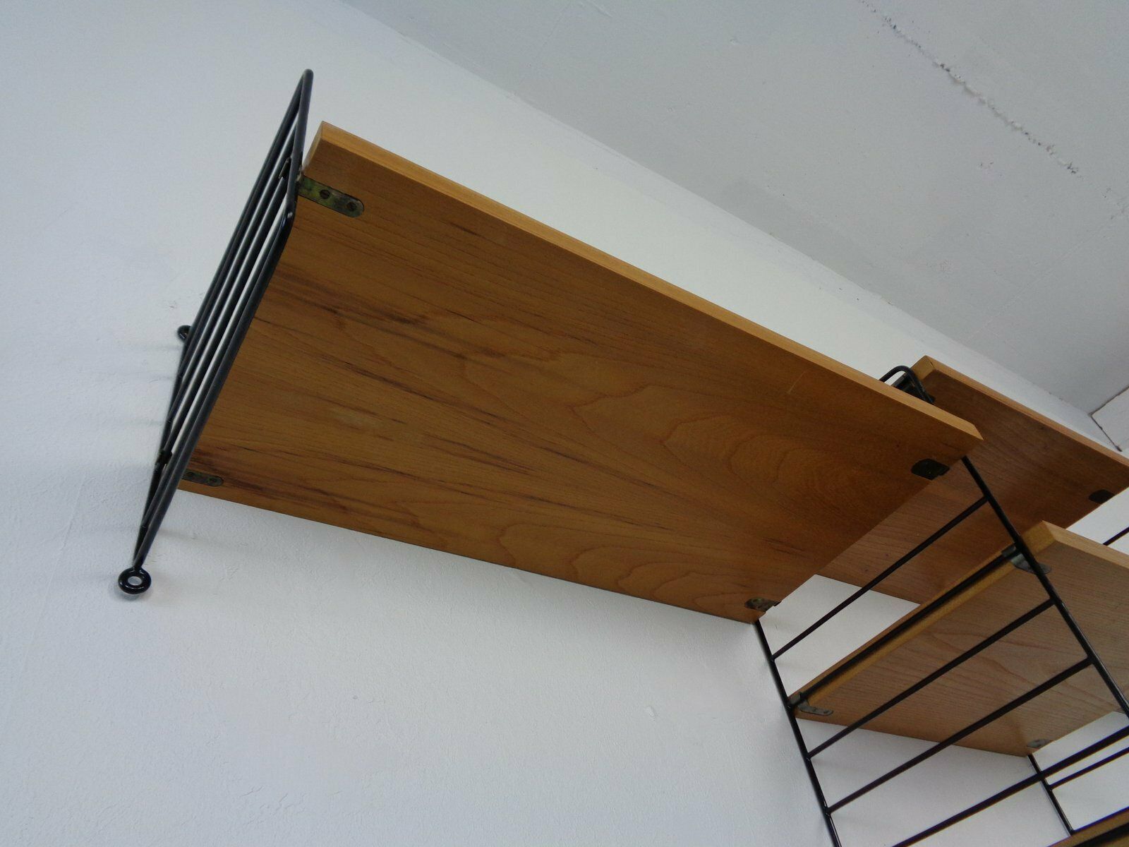 Furniture Swedish Ash And Metal Wall Unit By Kajsa & Nils Nisse Strinning For String, 1950s, Set Of 9 photo