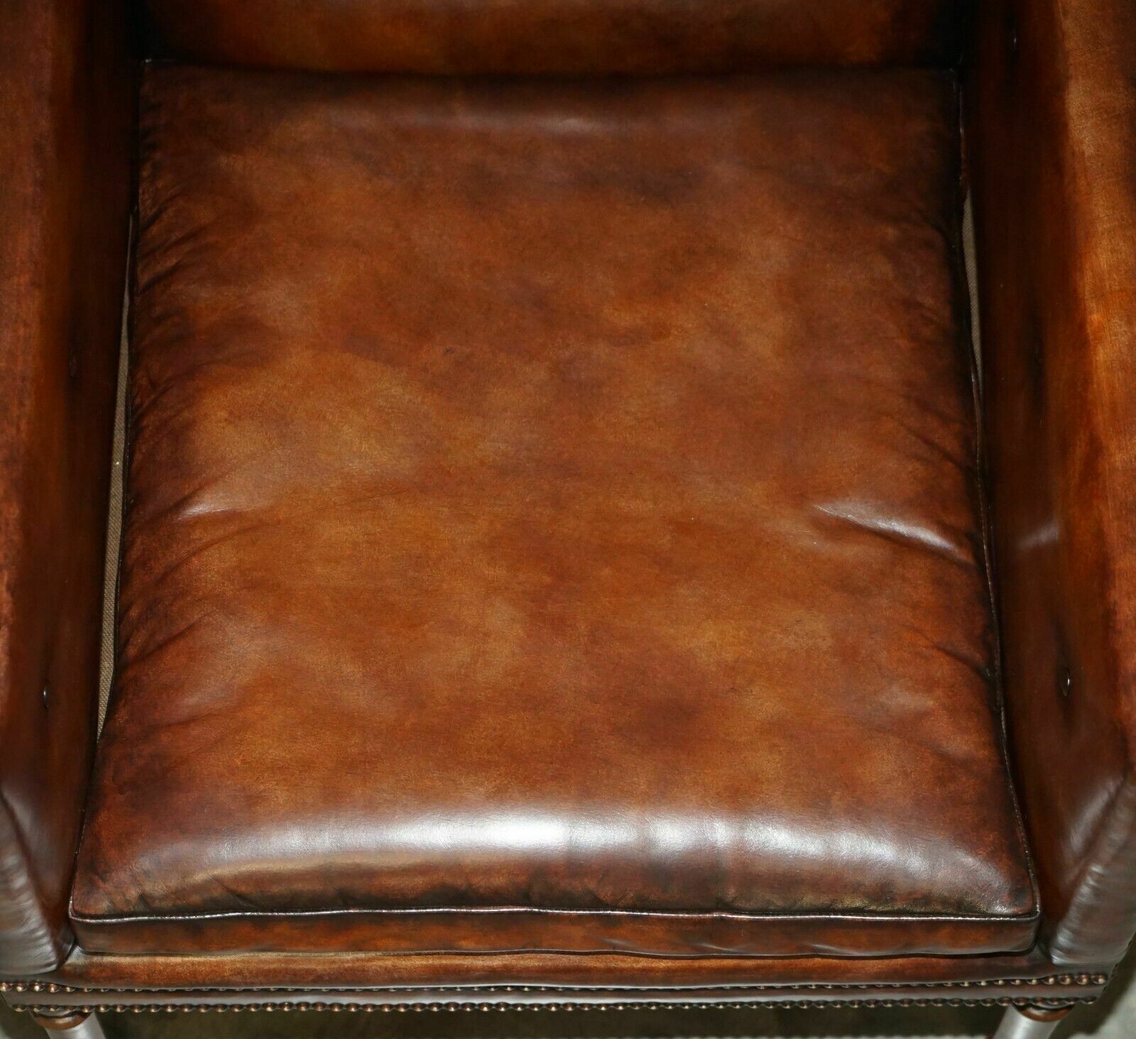 photo furniture Fully Restored Antique George III Circa 1780 Brown Leather Chesterfield Armchair