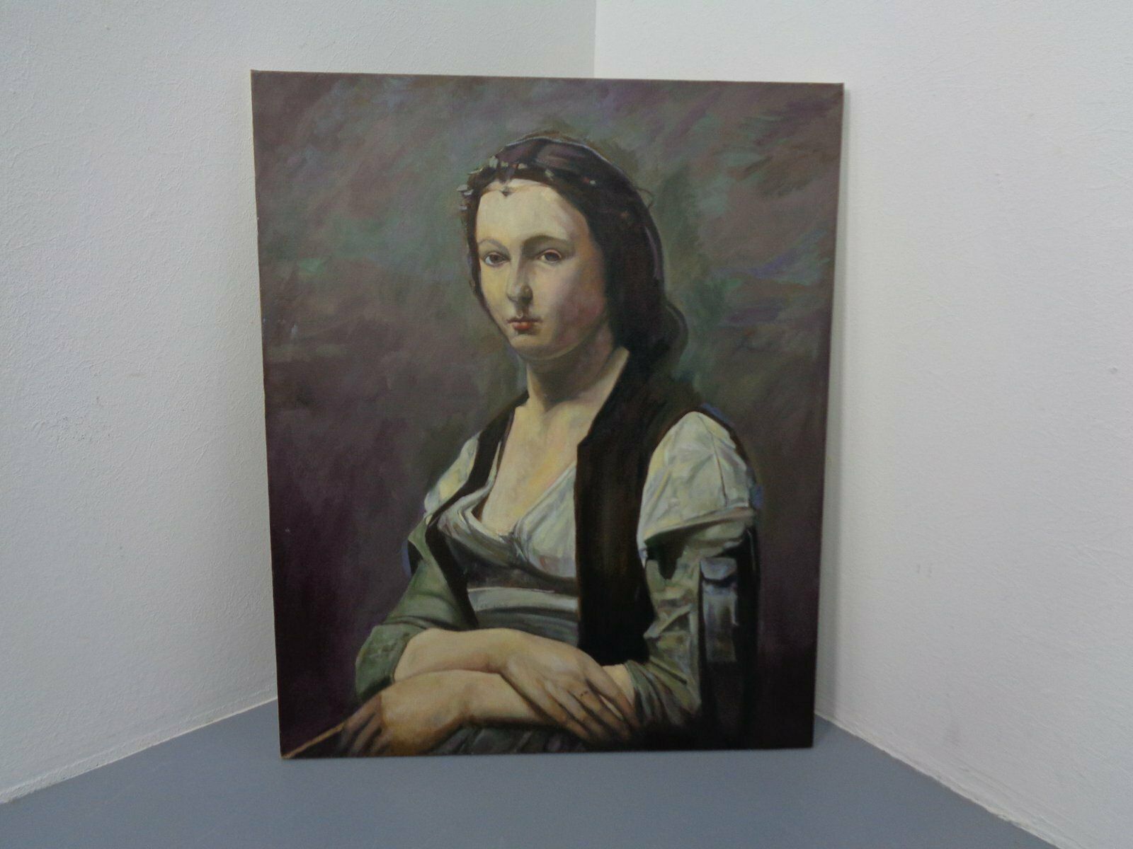 Fred Neumann After Jean Baptiste Camille Corot, The Woman With The Pearl, 1980s, Oil On Canvas photo furniture