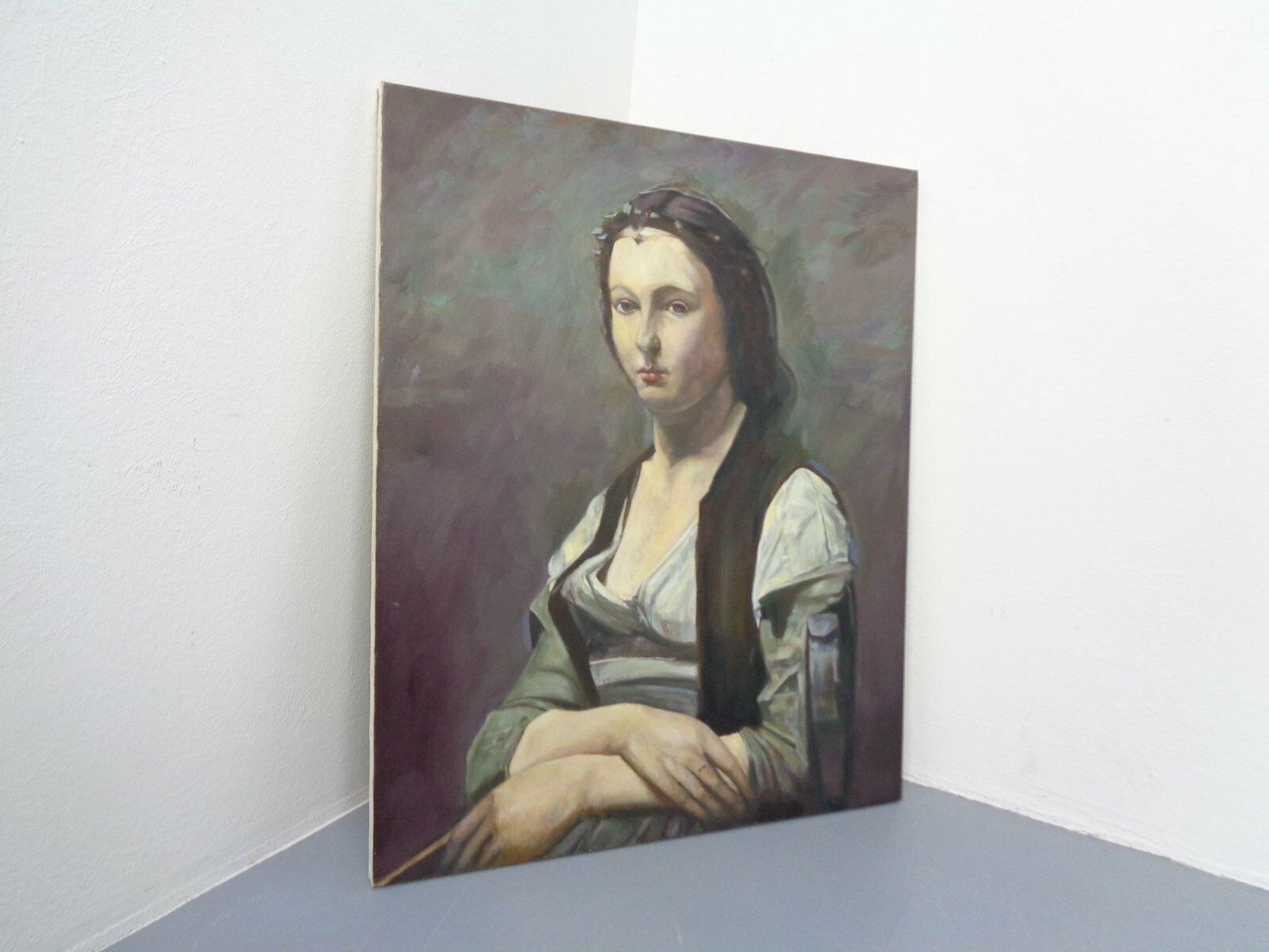 Fred Neumann After Jean Baptiste Camille Corot, The Woman With The Pearl, 1980s, Oil On Canvas photo 1320.0