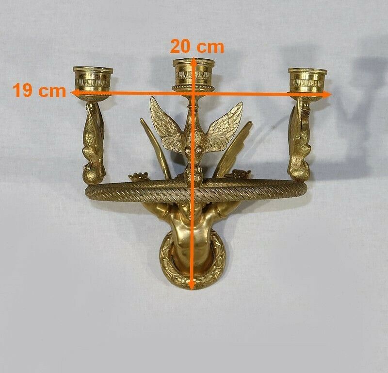 photo vintage Pair Of Gilt Bronze Candle Holder Sconces, Empire   Early 19th Century