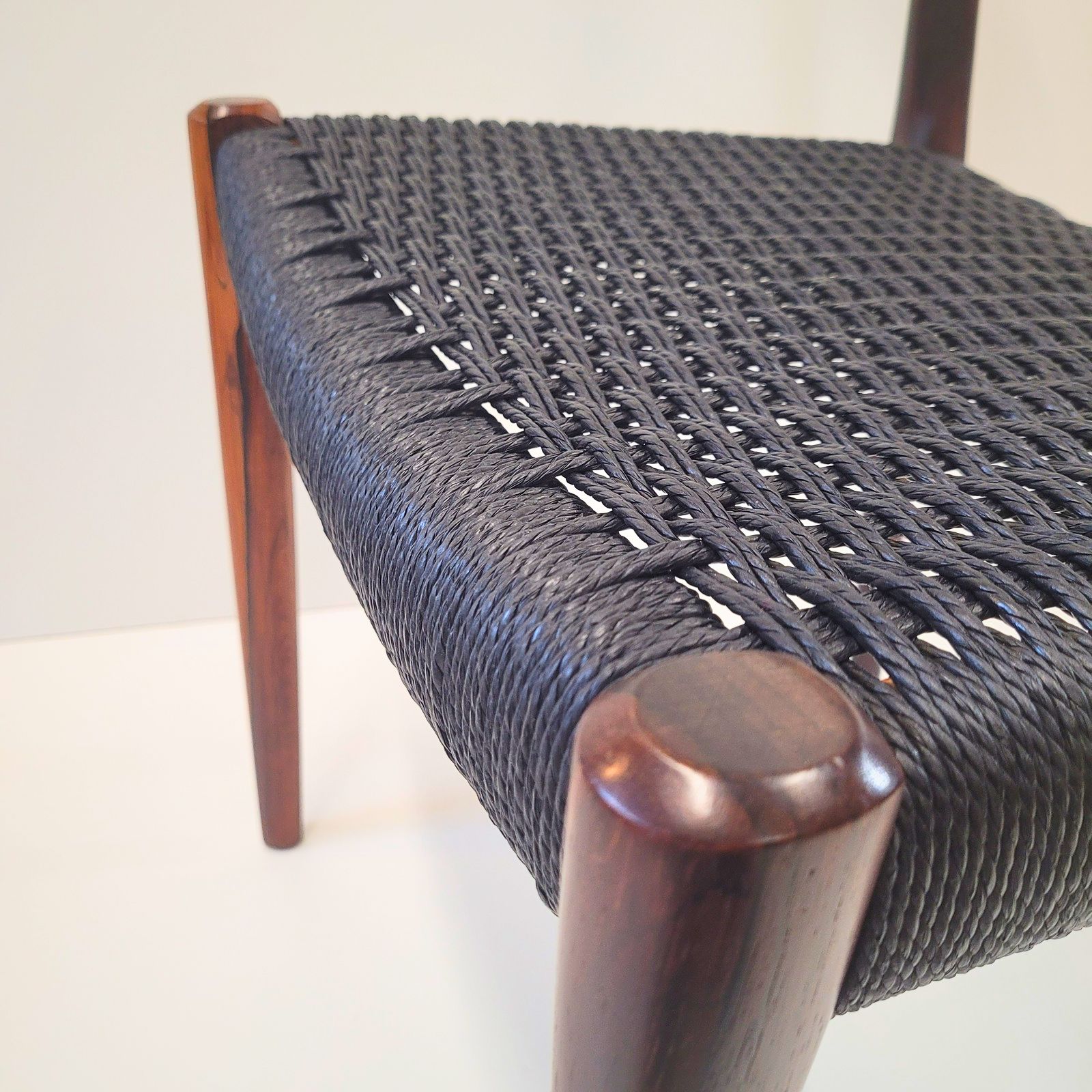 photo furniture Niels Otto Møller #77 Rosewood Dining Chair Black Paper Cord Seat