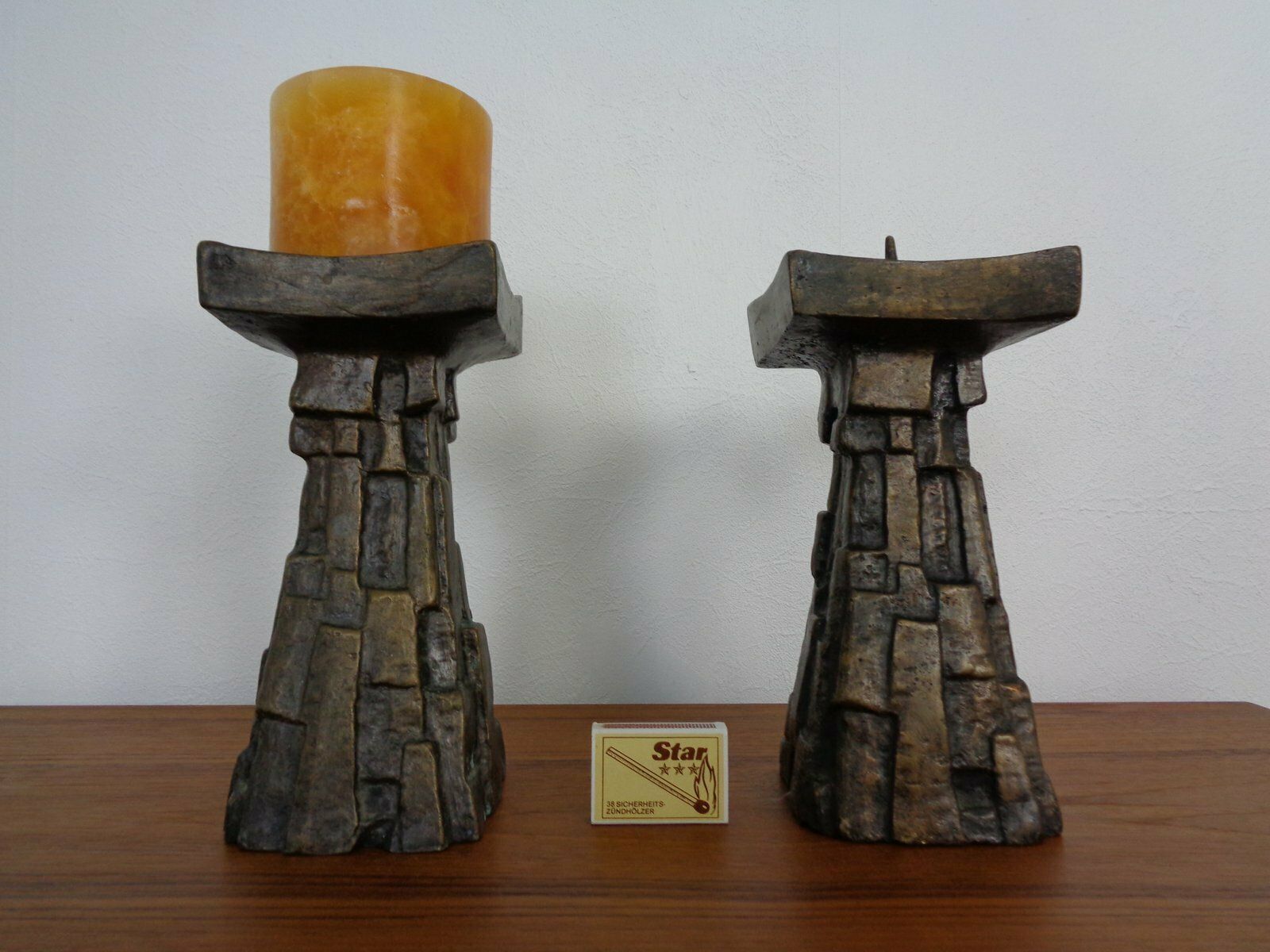 photo furniture Large Brutalist Bronze Candleholder, 1960s, Set Of 2