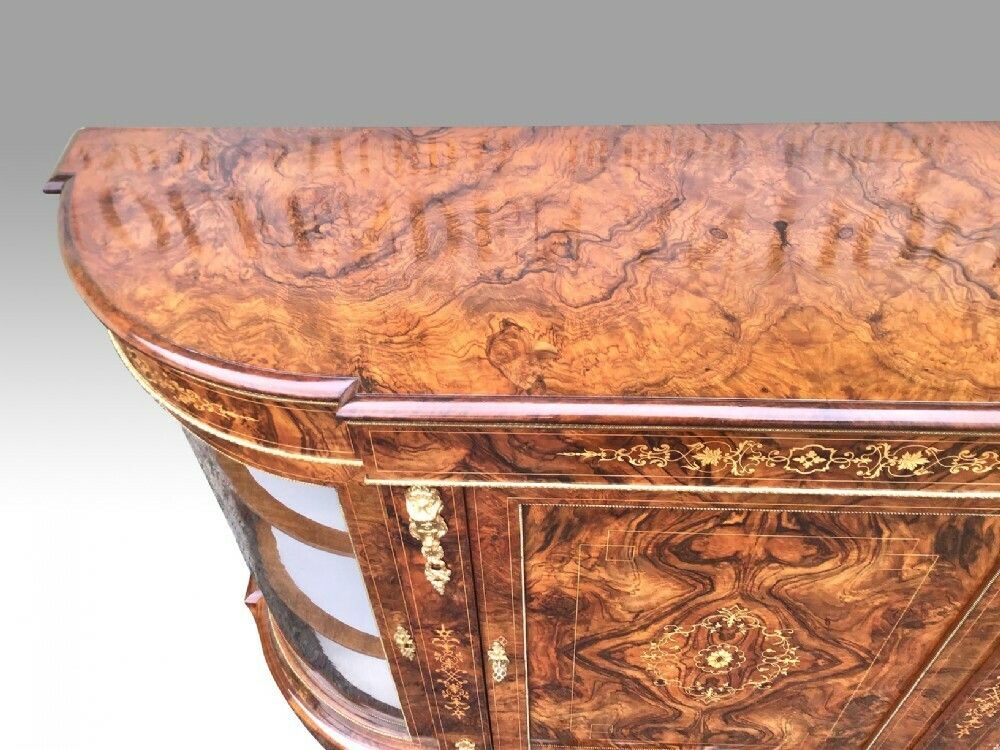 photo furniture Exhibition Quality Burr Walnut Antique Credenza Cabinet Sideboard