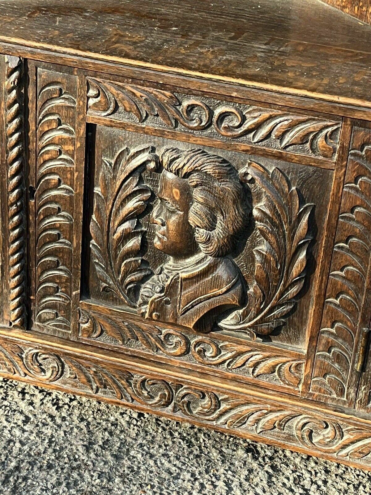 Victorian Corner Wall Cabinet, In Oak With Fine Carved Figure And Decoration. photo 445.0