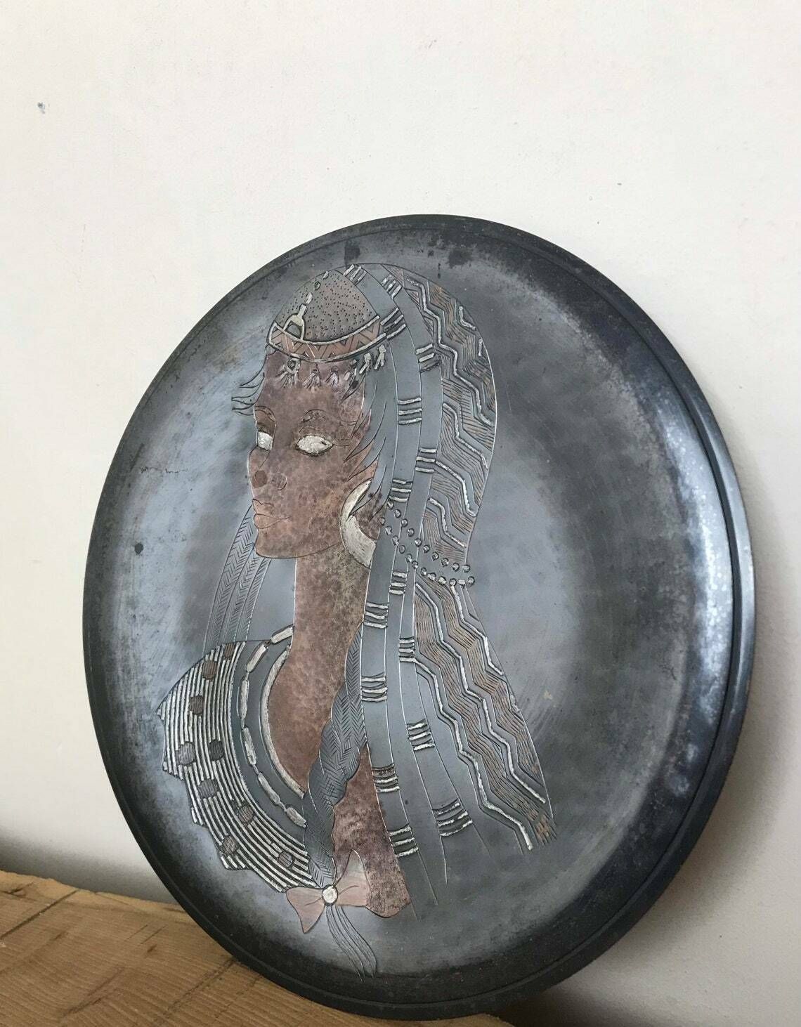 Wonderful Art Nouveau Lady Copper Wall Plaque Sign Art Decorative Collectibles Piece photo Home Decor