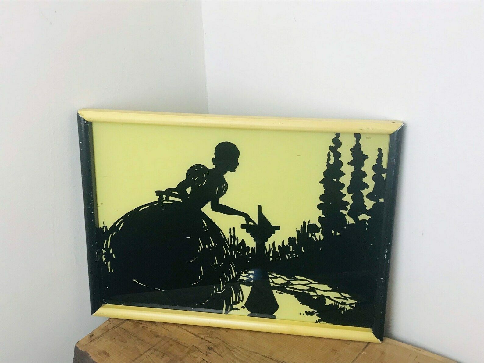 Beautiful Vintage Art Nouveau Silhouette Victorian Wall Art Framed Stylish Collectibles Piece