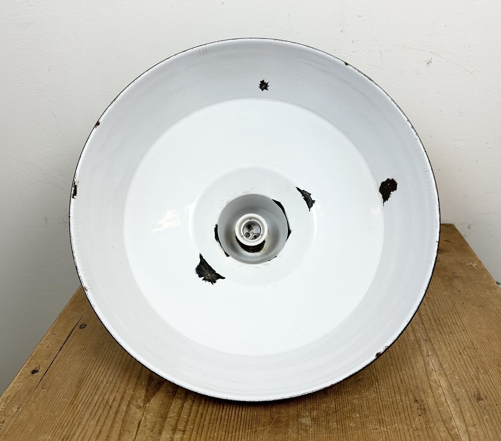 Industrial Black Enamel Factory Lamp With Cast Iron Top, 1950s photo 189.0