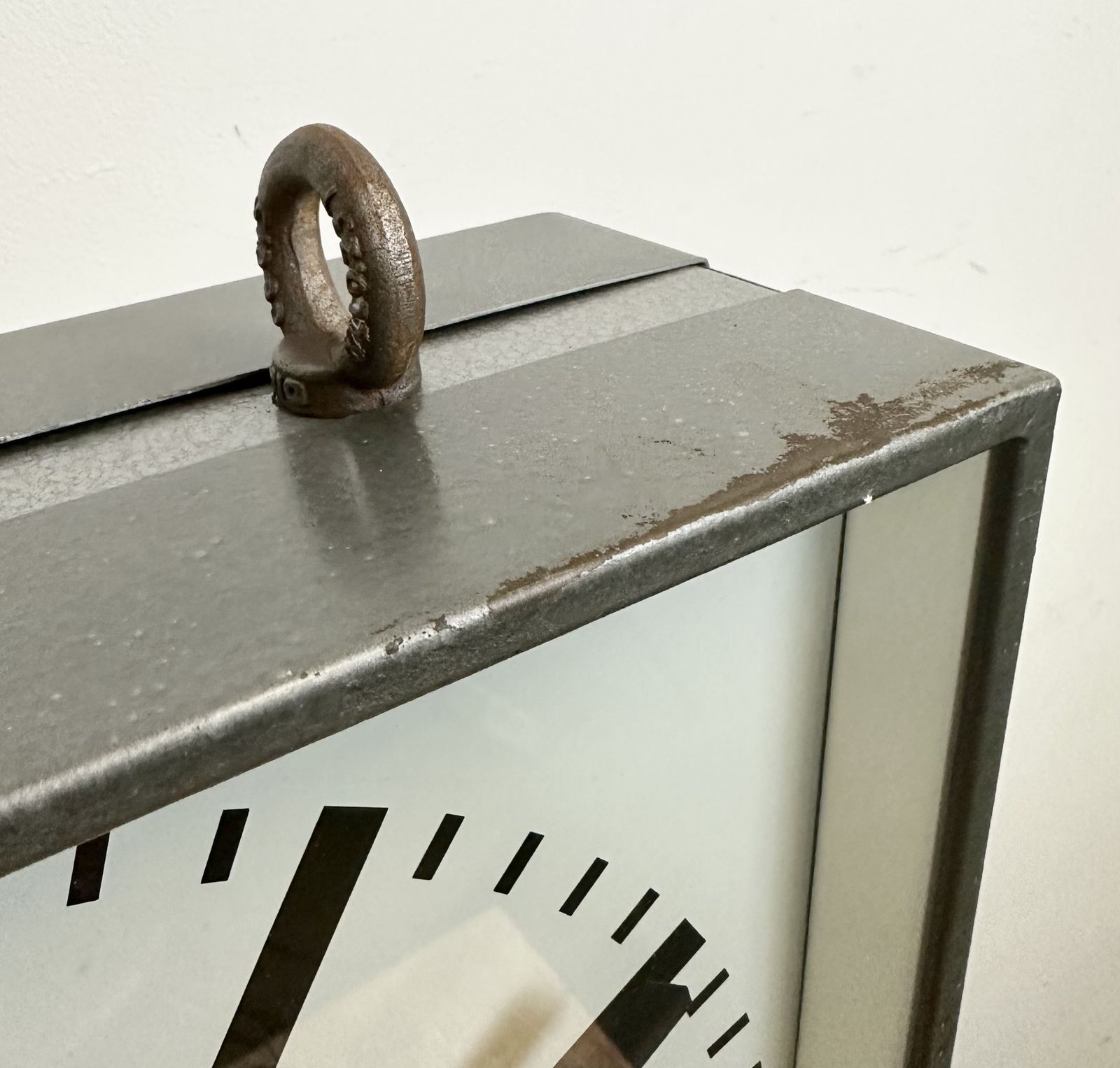 Large Square Industrial Double Sided Factory Hanging Clock From Pragotron, 1970s, 4x photo vinterior