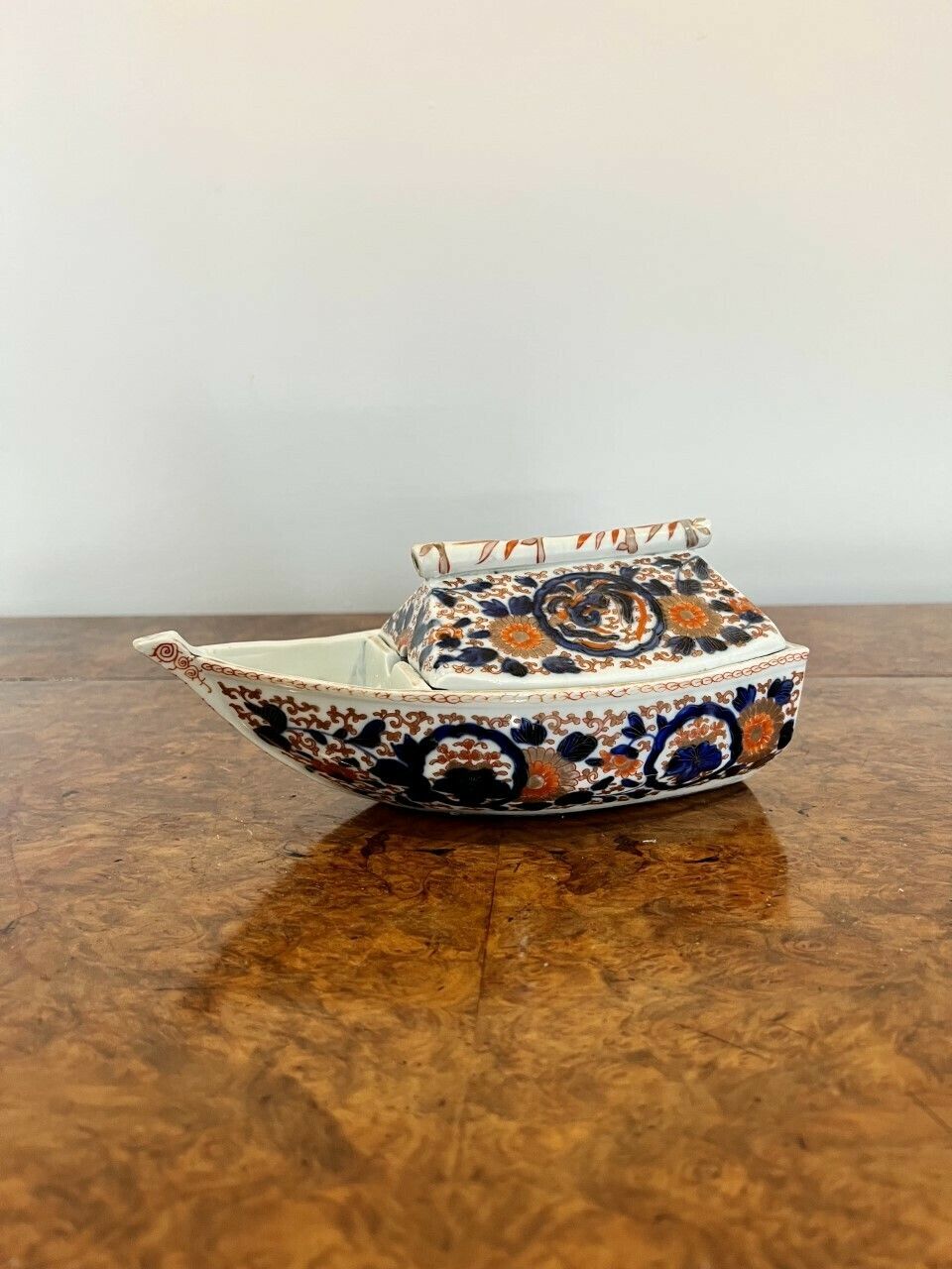 Unusual Antique Japanese Imari Quality Boat Shaped Dish photo vintage