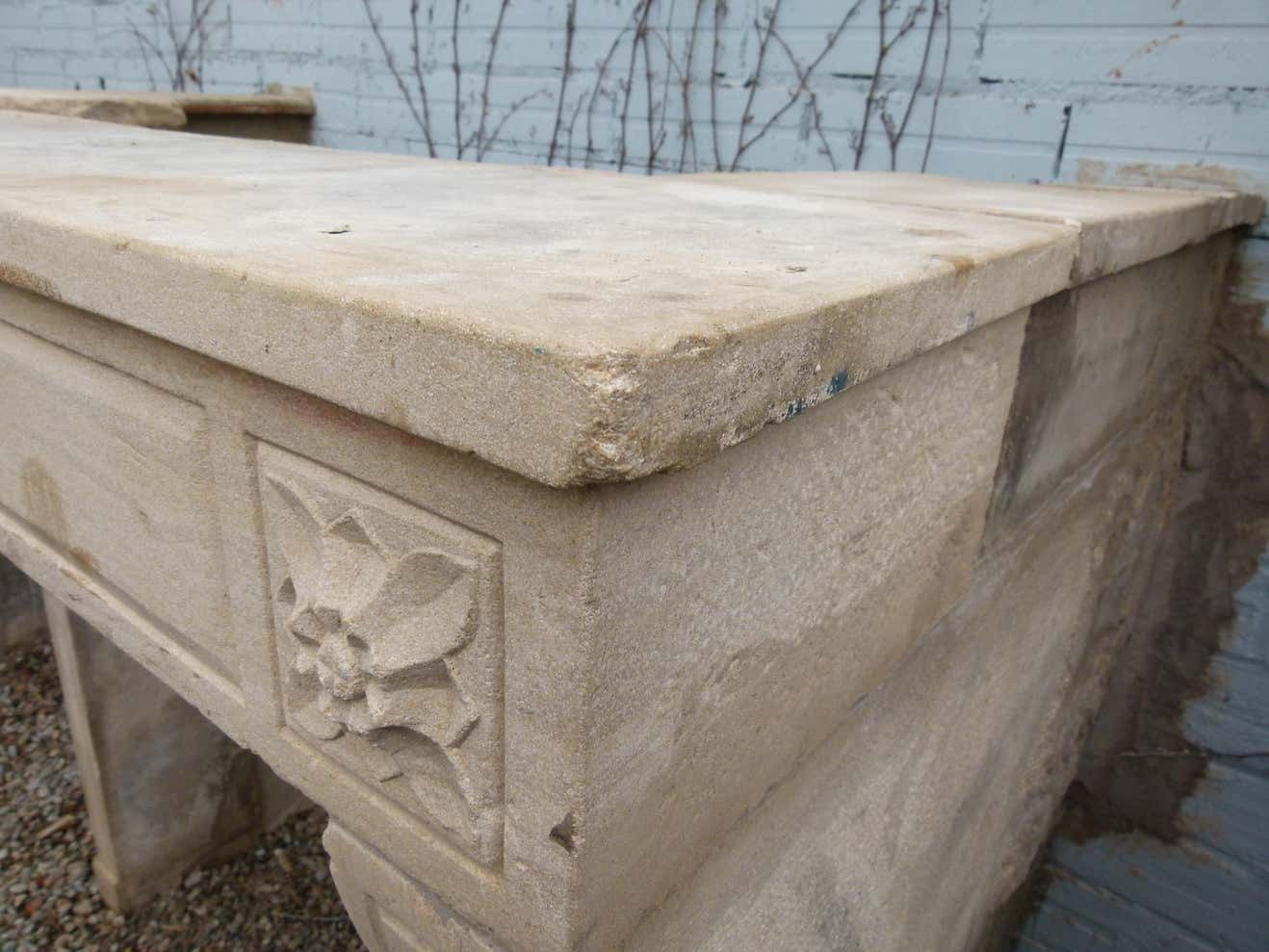 White French Limestone Fireplace Mantel photo vinterior